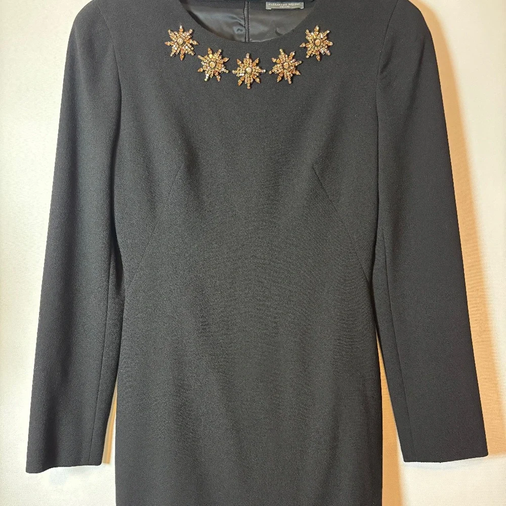 Alexander McQueen Black Mini Dress Embellished Long sleeves Size 6 - Picture 2 of 8